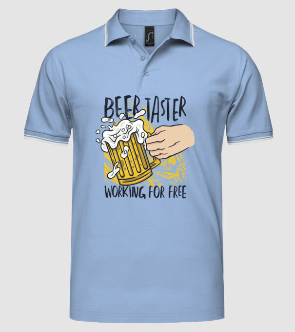 Degustare de bere model albastru deschis pe tricou