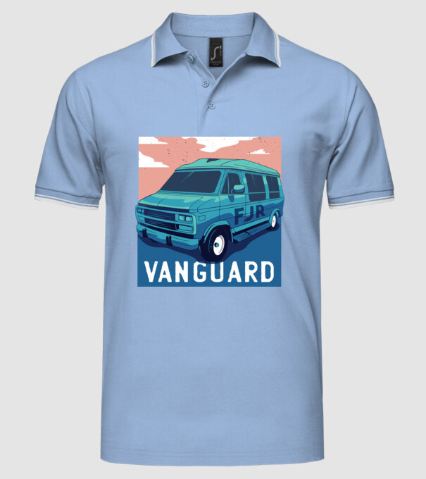 Microbus Sport Autocaravană model albastru deschis pe tricou