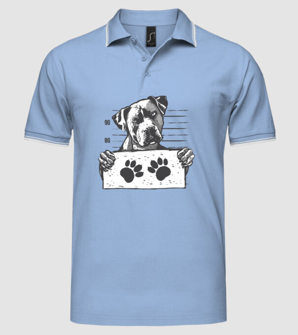 Staffordshire Terrier Închisoare model albastru deschis pe tricou