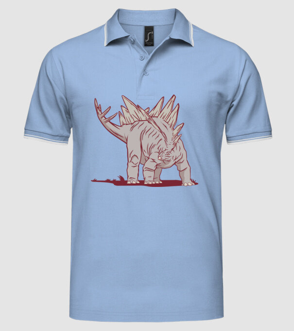 Stegosaurus dinozaur model albastru deschis pe tricou
