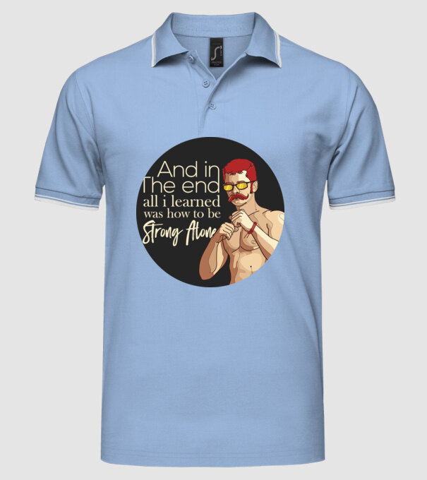 Strong alone model albastru deschis pe tricou