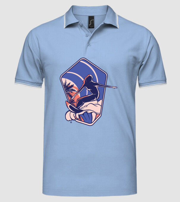 Surf ilustrare model albastru deschis pe tricou