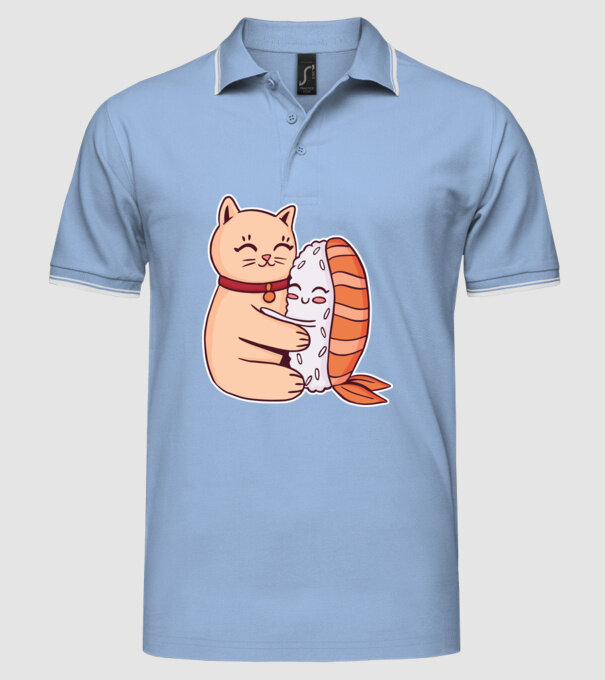 Sushi cu Pisică model albastru deschis pe tricou
