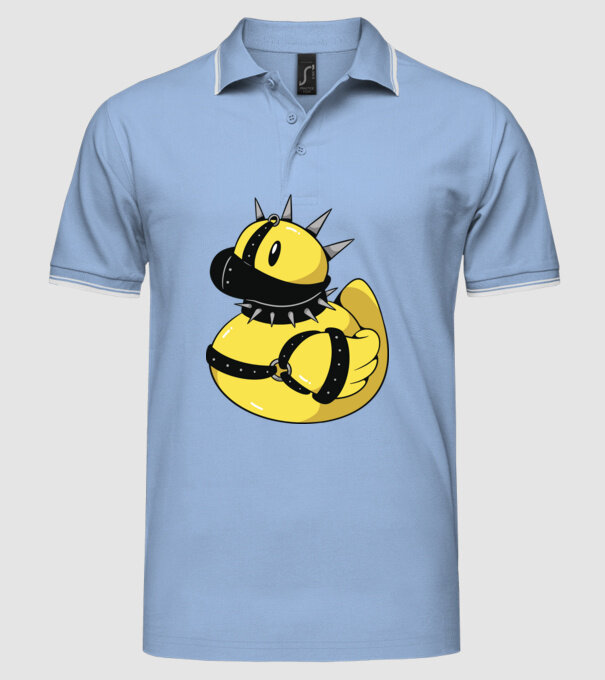Rățușcă de cauciuc sadistă model albastru deschis pe tricou