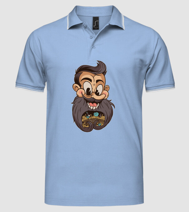 Comoară barbă model albastru deschis pe tricou