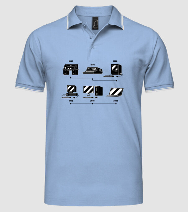 Evoluție Computer model albastru deschis pe tricou