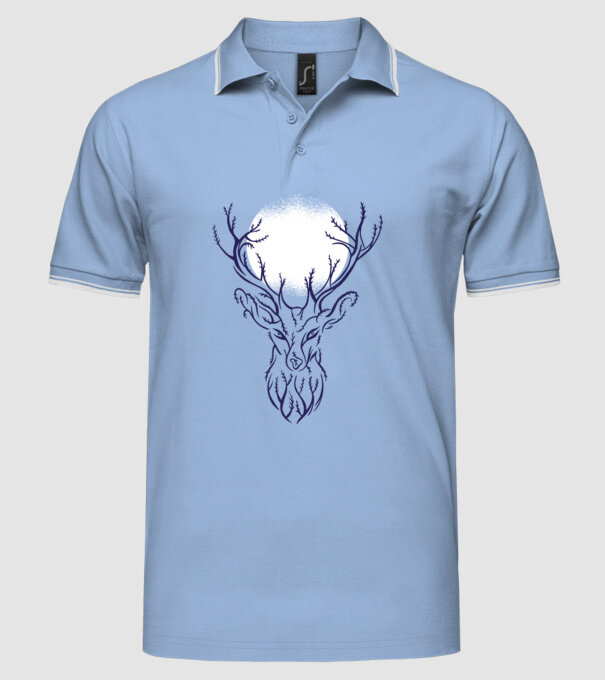 Siluetă cerb model albastru deschis pe tricou