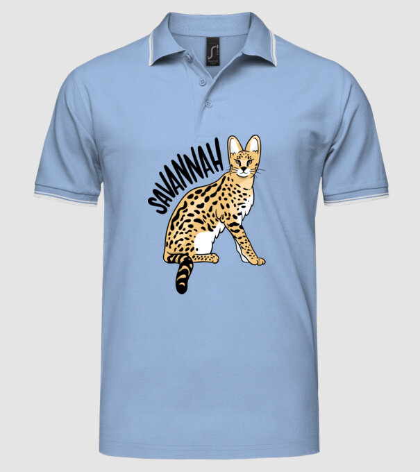 Pisică Savannah model albastru deschis pe tricou