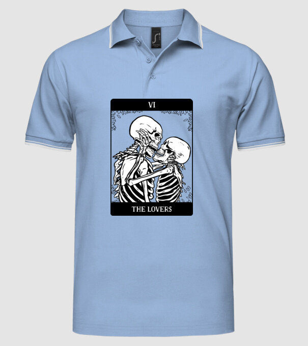 Schelete îndrăgostite model albastru deschis pe tricou