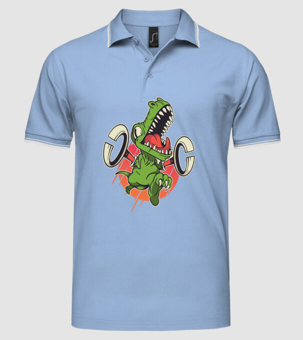 Dinozaur T-rex model albastru deschis pe tricou