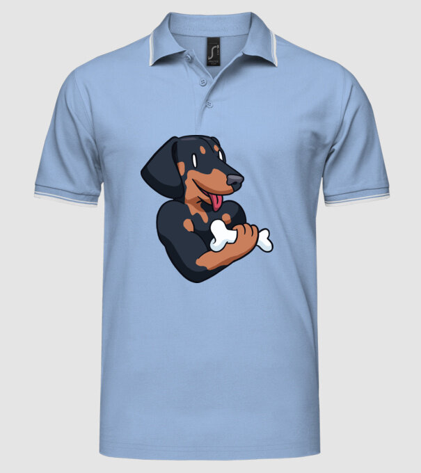 Antrenament Teckel model albastru deschis pe tricou