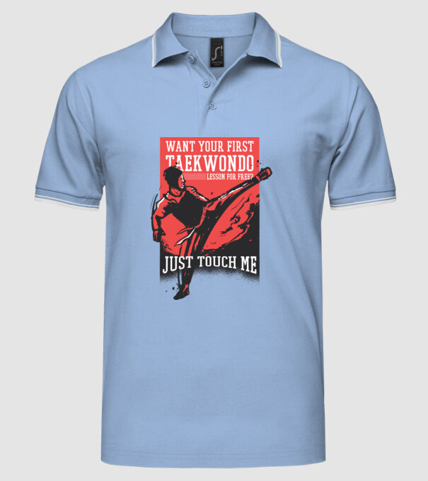 Lecție de Taekwondo model albastru deschis pe tricou