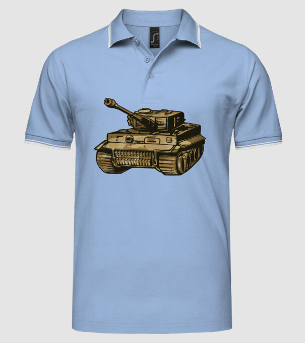 Tanc Mașină de luptă model albastru deschis pe tricou