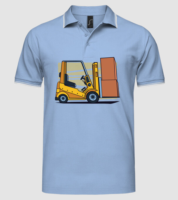Stivuitor model albastru deschis pe tricou