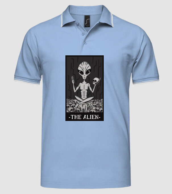 Extraterestru - Carte de tarot model albastru deschis pe tricou