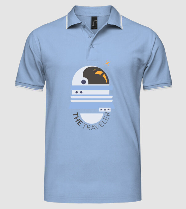 The Traveler model albastru deschis pe tricou