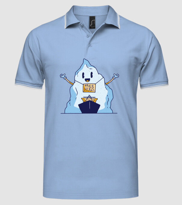 Titanic Iceberg Free Hugs model albastru deschis pe tricou