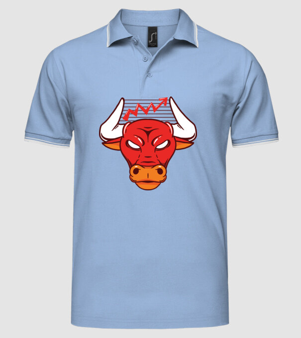 Bursa de Valori Taur model albastru deschis pe tricou