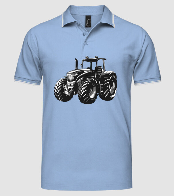 Tractor model albastru deschis pe tricou