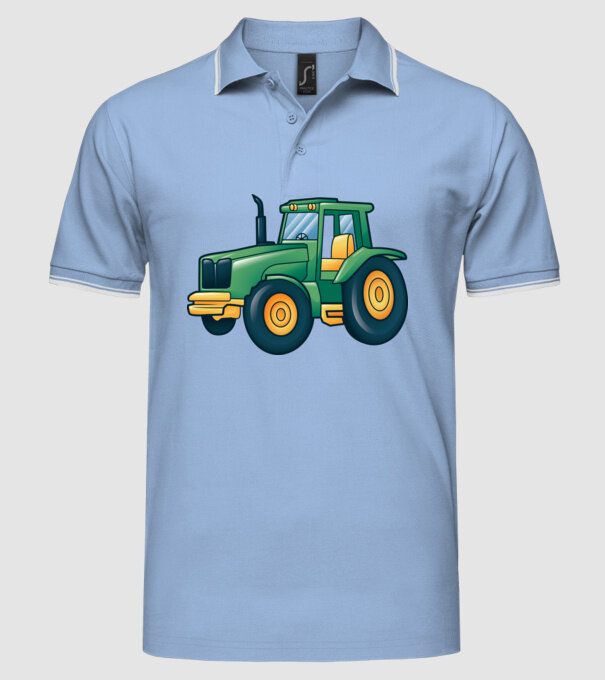Desen Tractor model albastru deschis pe tricou