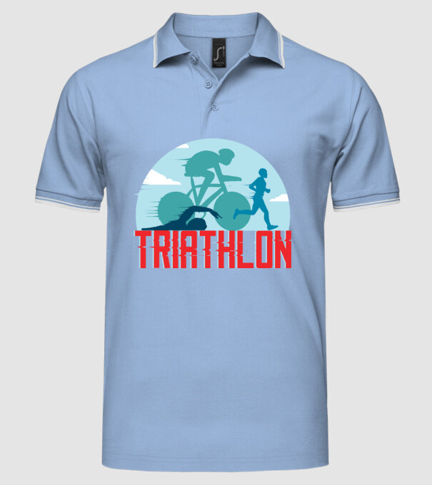 Triatlon Sport model albastru deschis pe tricou
