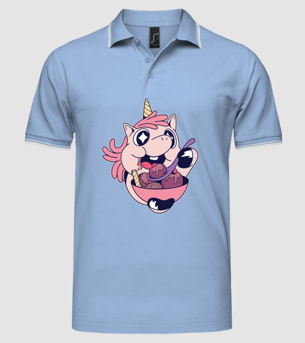 Unicorn Înghețată model albastru deschis pe tricou