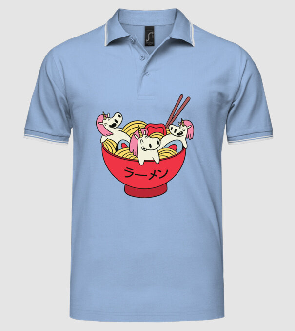 Unicorn Ramen model albastru deschis pe tricou