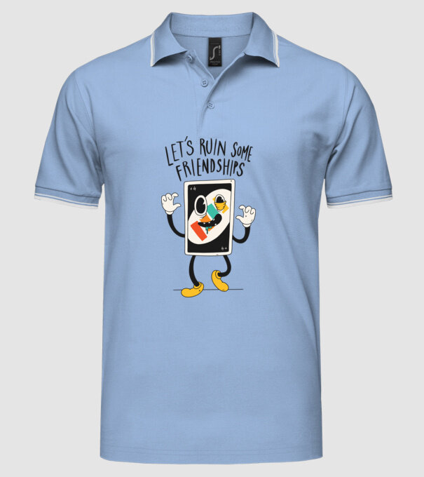 UNO +4 Cărți model albastru deschis pe tricou