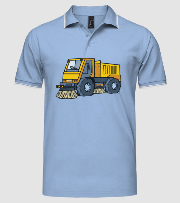 Camion spălare străzi model albastru deschis pe tricou