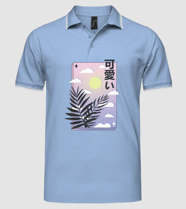 Vaporwave Val model albastru deschis pe tricou