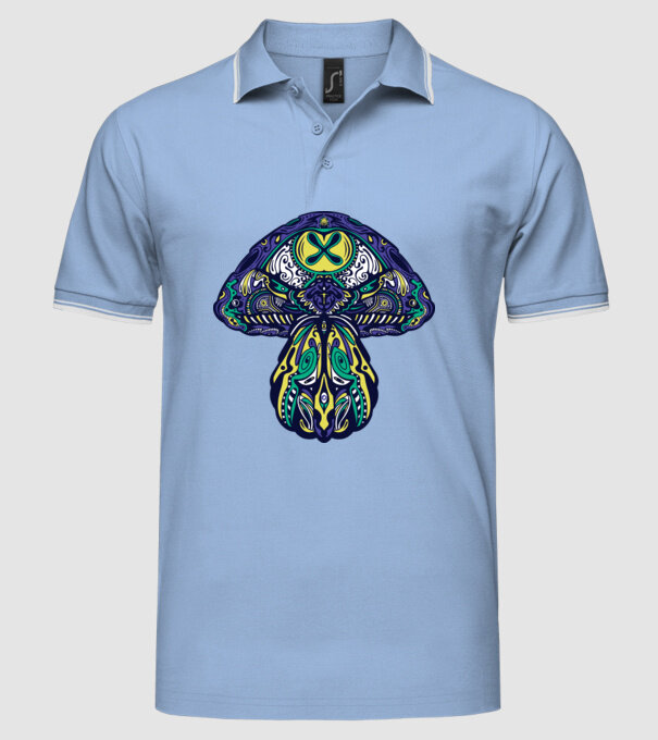 Ciupercă magică model albastru deschis pe tricou
