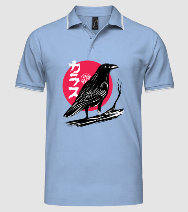 Cioară model albastru deschis pe tricou