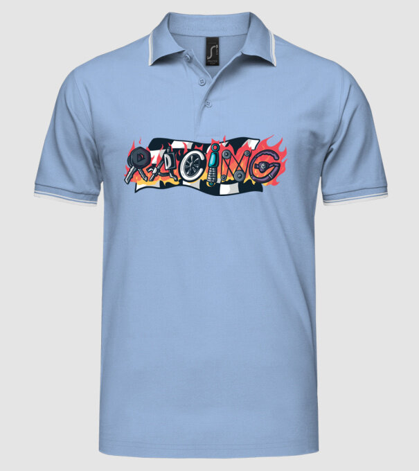 Cursă Racing model albastru deschis pe tricou