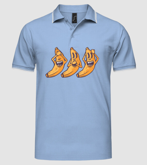 Banane amuzante - Nu vede, nu vorbește, nu aude model albastru deschis pe tricou