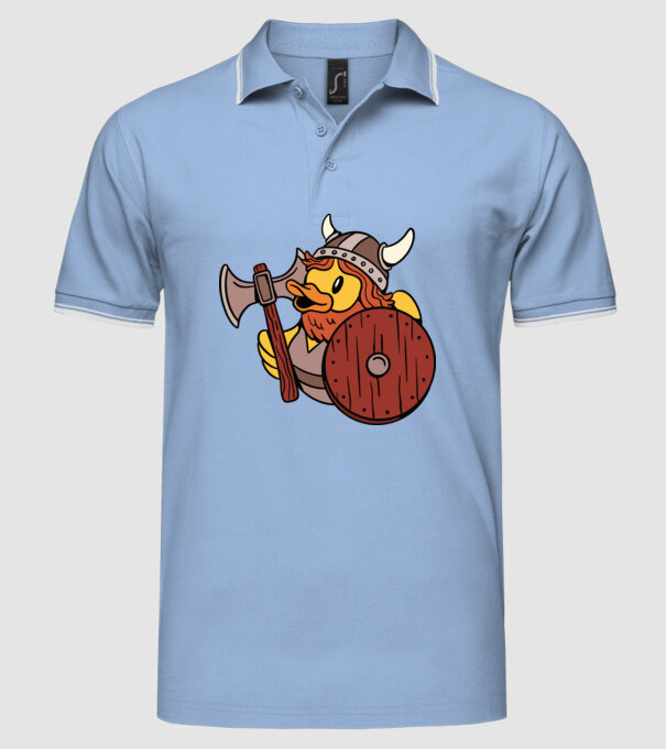 Rățușcă de cauciuc Viking model albastru deschis pe tricou
