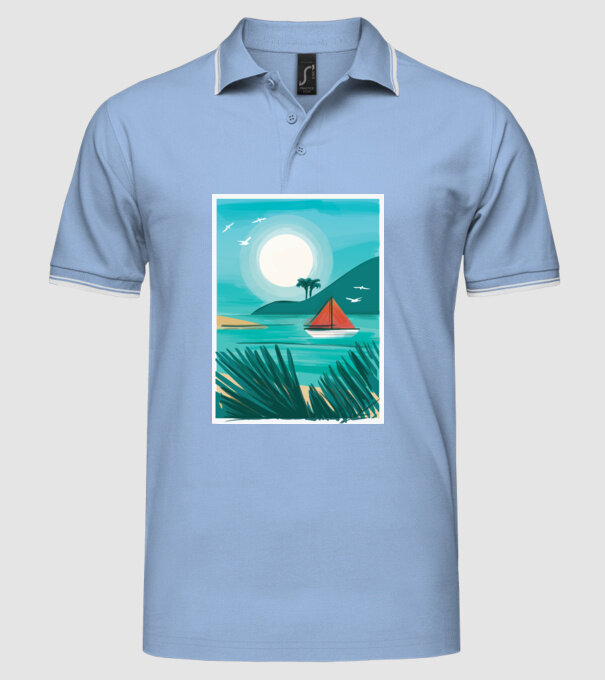 Navigație Pictură model albastru deschis pe tricou