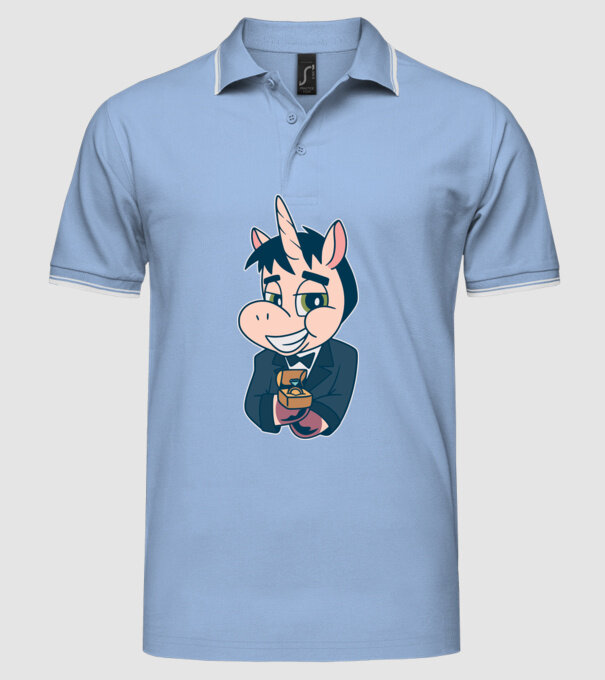 Mire unicorn model albastru deschis pe tricou