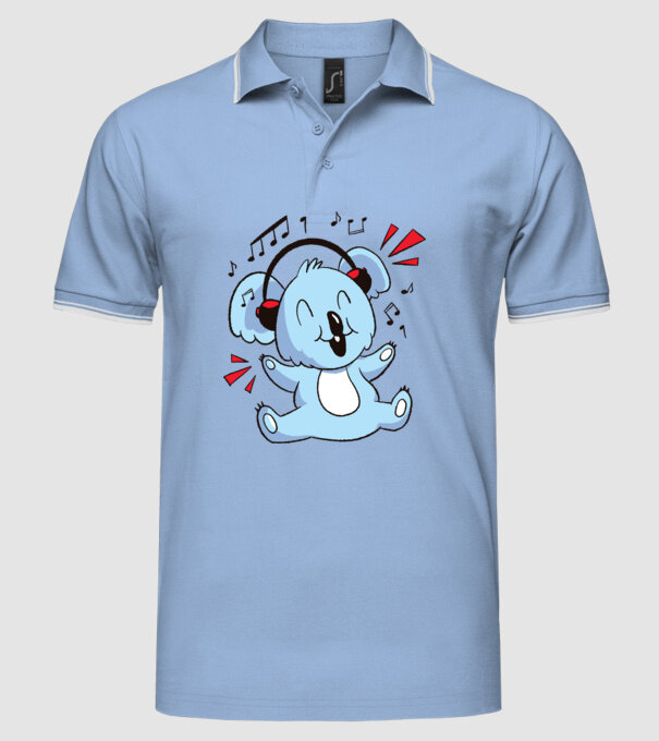 Koala iubitor de muzică model albastru deschis pe tricou