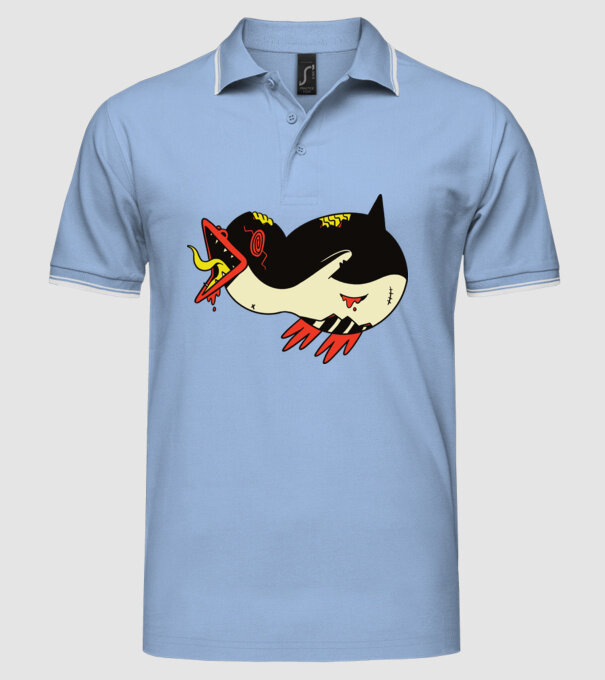 Pinguin Zombie model albastru deschis pe tricou