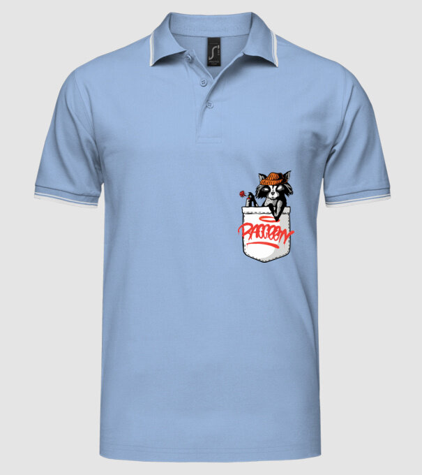 Raton de buzunar model albastru deschis pe tricou