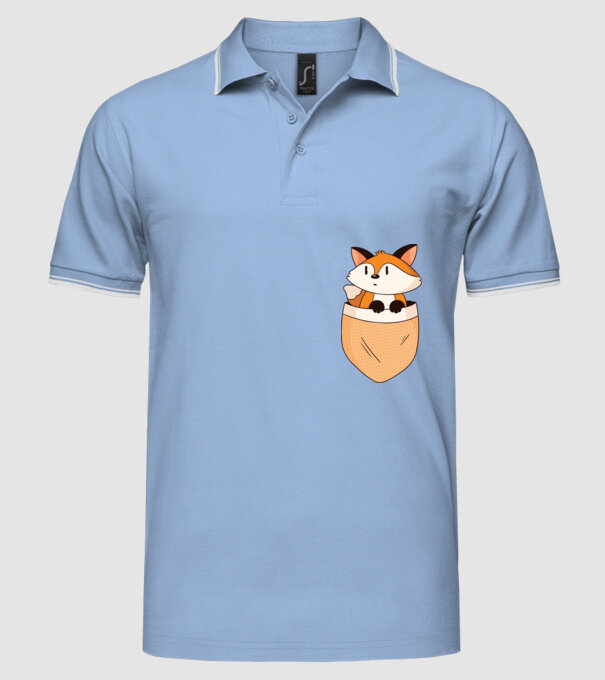 Vulpe de buzunar model albastru deschis pe tricou