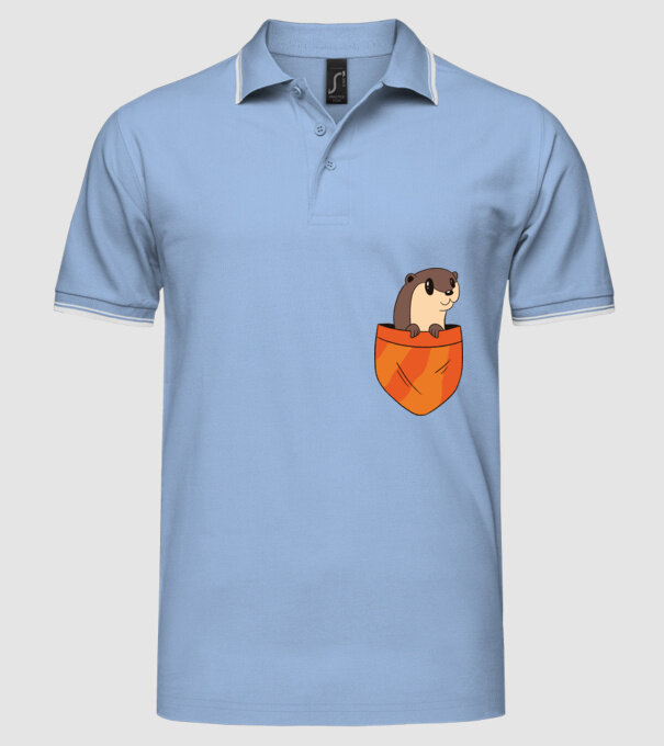 Vidra de buzunar model albastru deschis pe tricou