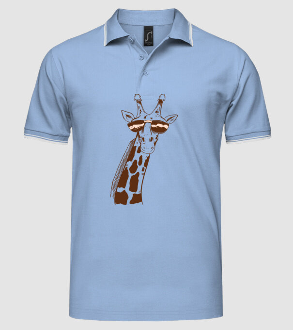 Cap Girafă model albastru deschis pe tricou