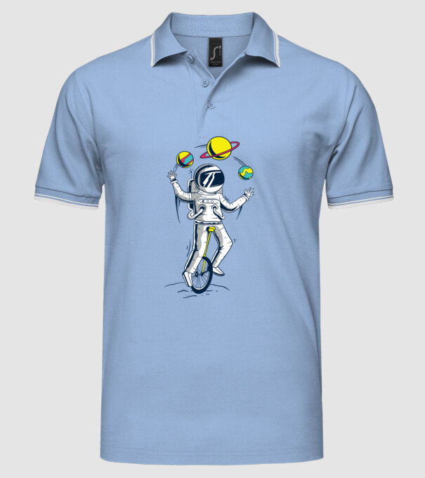 Jongler Astronaut model albastru deschis pe tricou