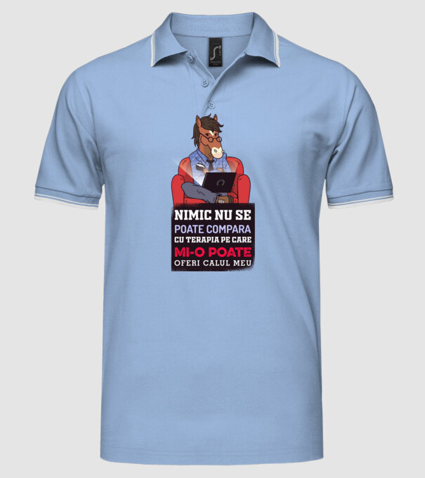 nimic nu se poate compara cu terapia pe care mi-o poate oferi calul meu model albastru deschis pe tricou
