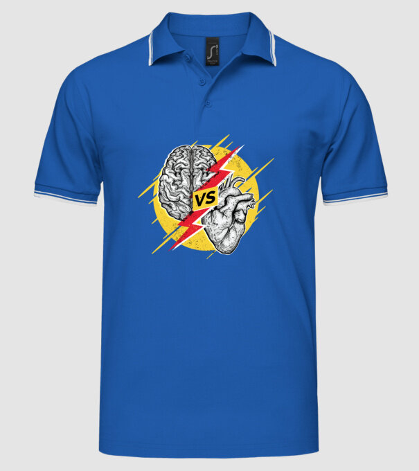 Creier vs. Inimă - Rațiune contra inimă model albastru regal pe tricou