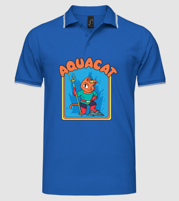 Aquacat model albastru regal pe tricou