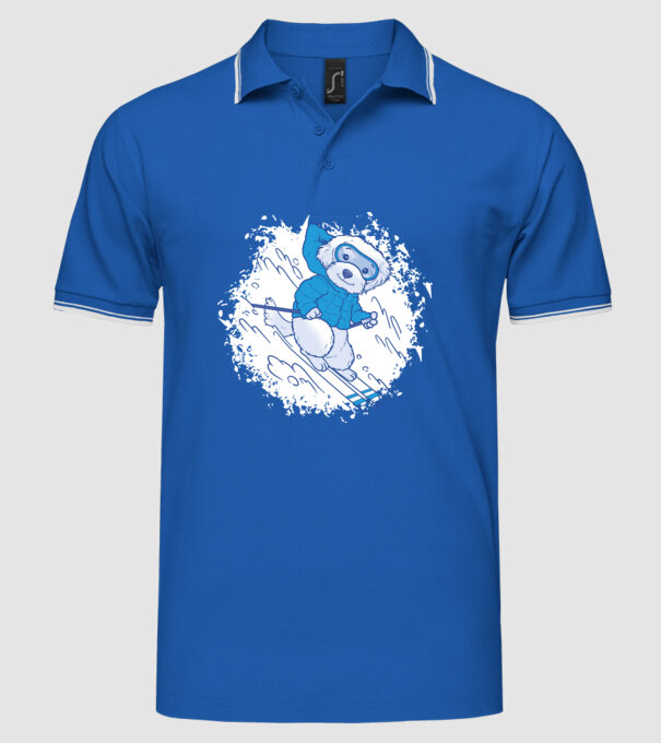 Câine drăguț schiind model albastru regal pe tricou