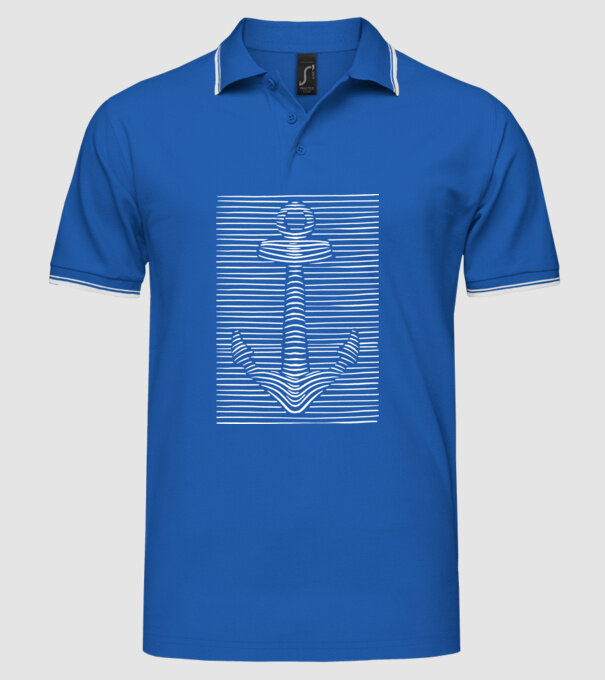 Linii Ancoră model albastru regal pe tricou