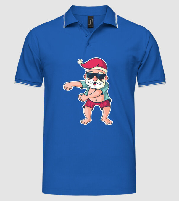 Moș Crăciun dans Floss DAB model albastru regal pe tricou